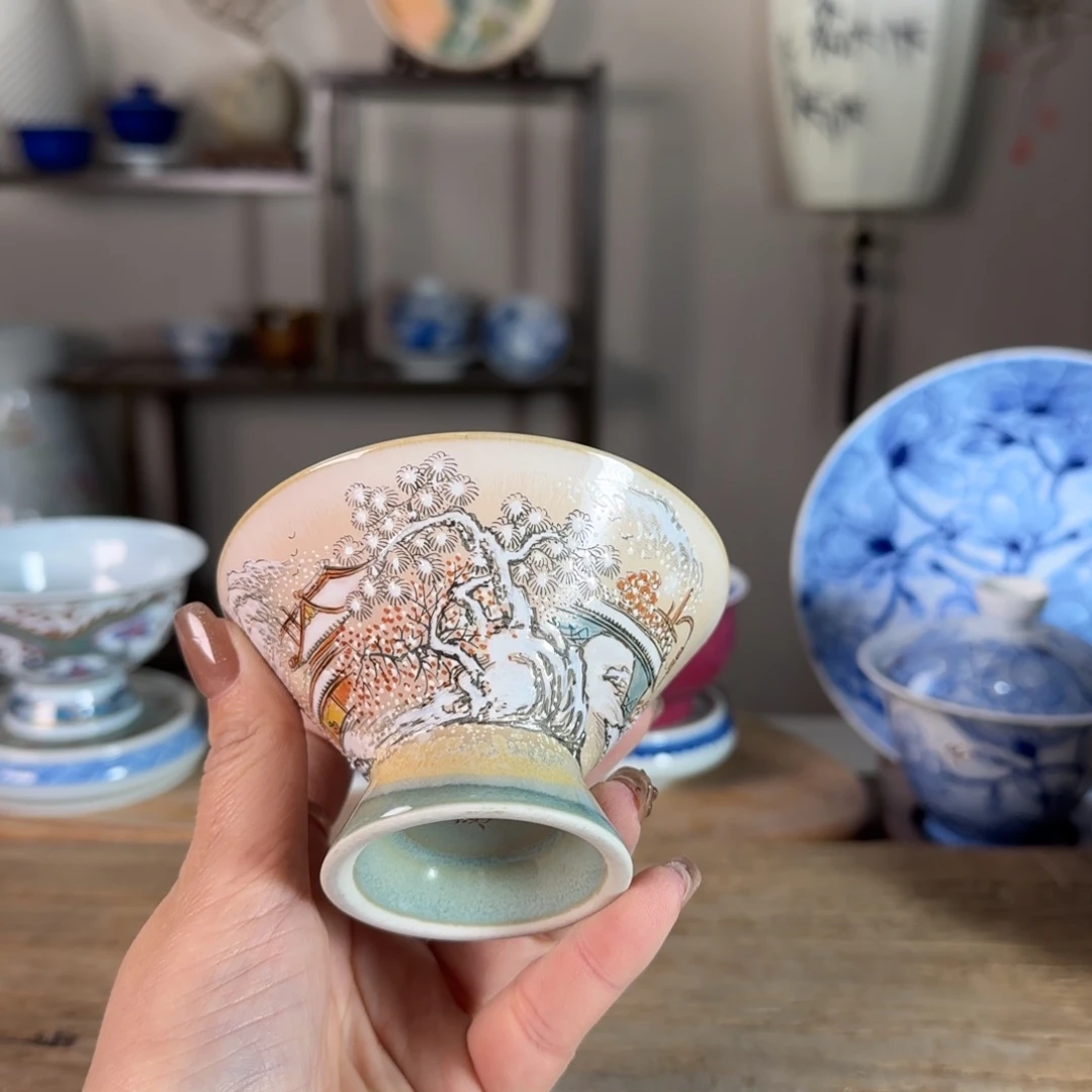 杯景德镇陶瓷柴烧多人