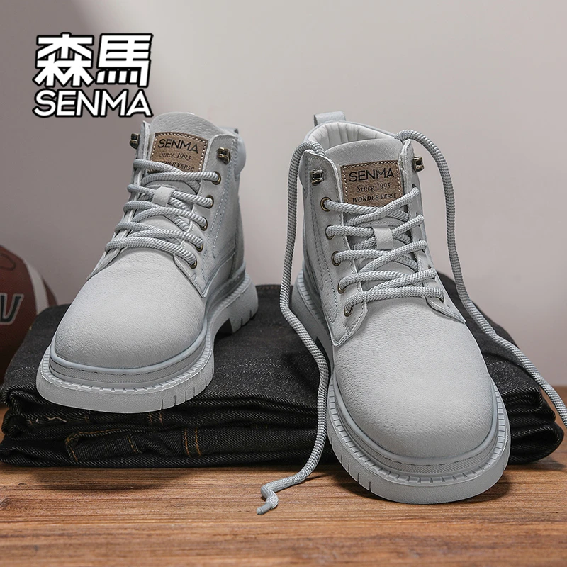 森马真皮马丁靴男鞋2025新款秋冬复古耐磨防滑休闲工装靴男皮靴男