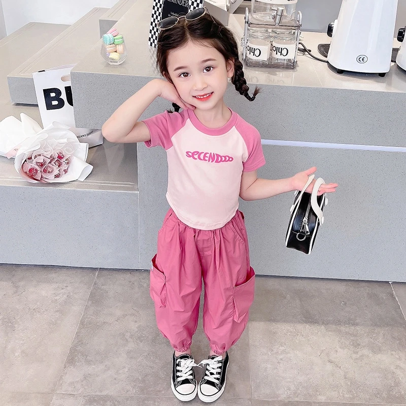 女童夏季套装2025新款洋气儿童夏装女宝宝网红炸街时髦工装两件套