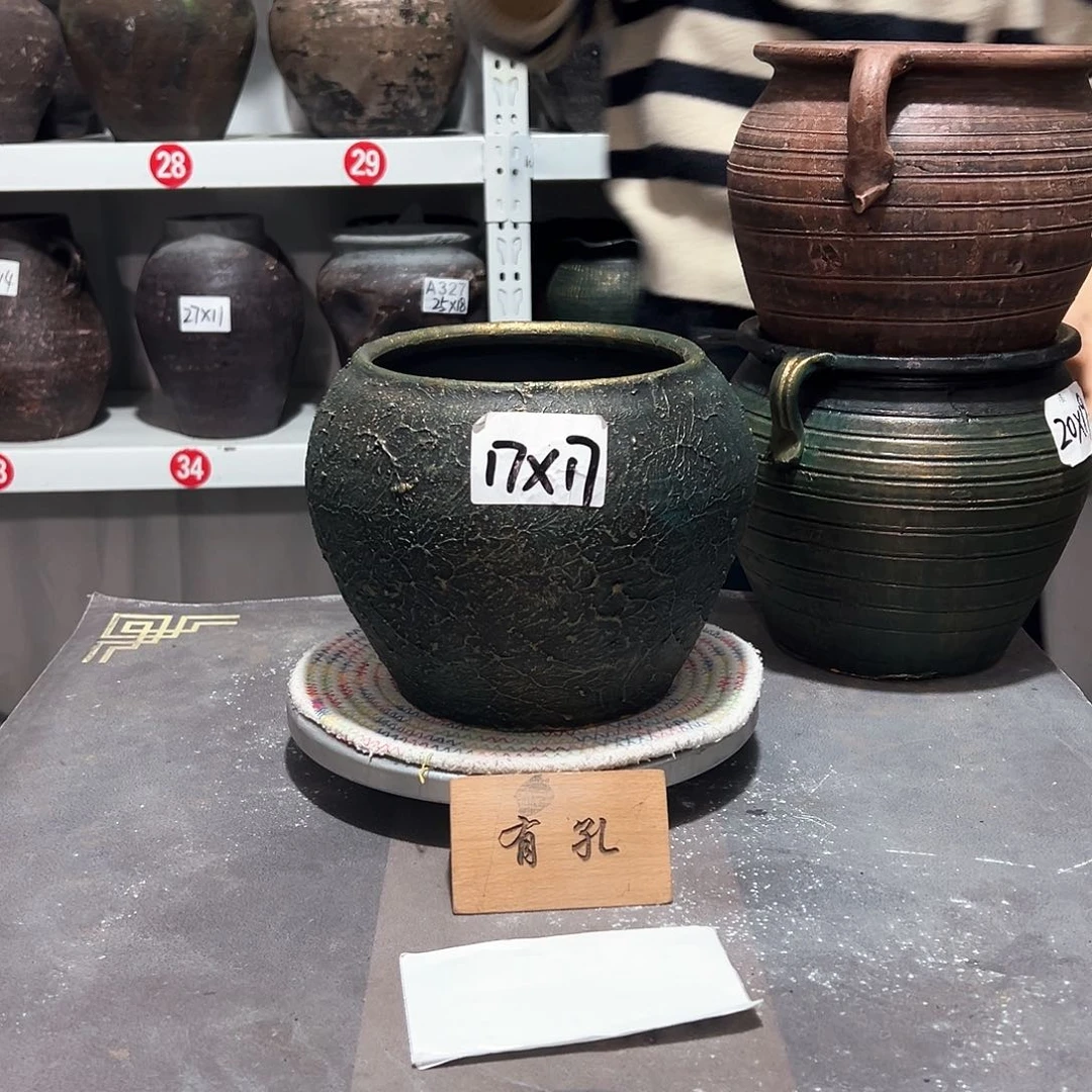 红陶60绿色带孔发货