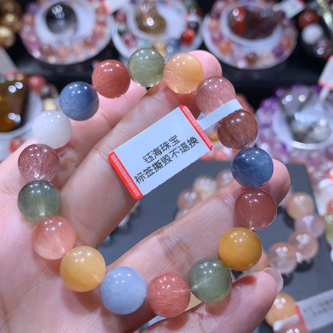 未镶嵌手链水晶彩兔毛11mm