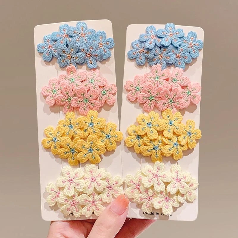 儿童月白樱落刺绣花朵发夹甜美女童侧边刘海精致头饰发卡bb夹温柔