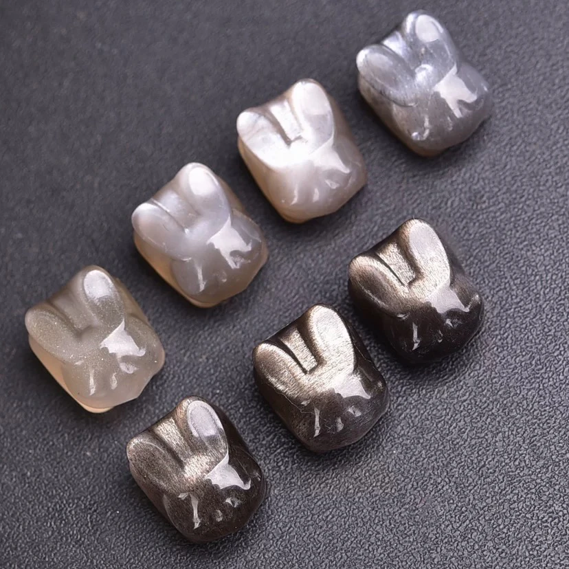 天然黑骨干趴趴兔项链手链配饰饰品手串diy配件隔珠散珠小动物