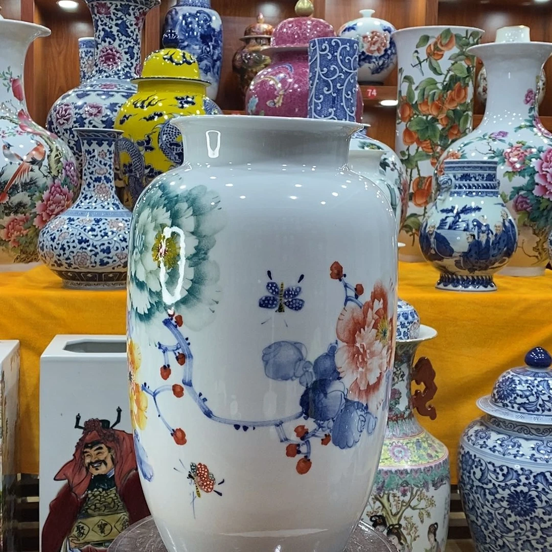 摆件金*景德镇陶瓷冬瓜瓶