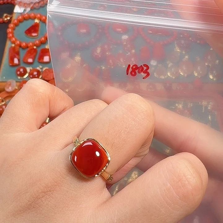 南红玛瑙银S925镶嵌牛血红