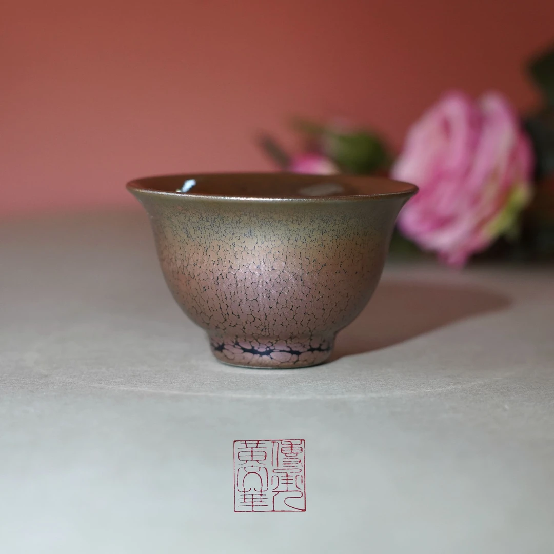 粉金油滴 全包釉小铃铛 和远电烧精品 黄文华手作 精致高级亮丽