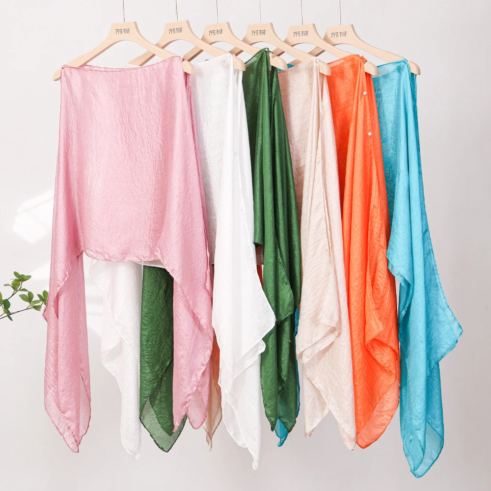 【悸忆】夏季爆款纯色度假风时尚百搭防晒套头丝巾披肩女