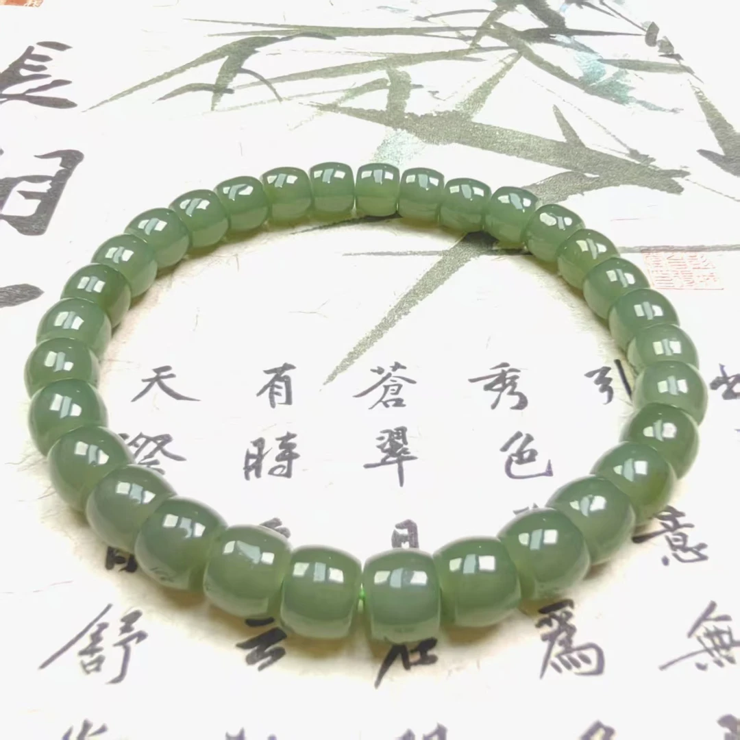 天然和田玉湖水绿直切卡7手串（多样性发货）HT000669001