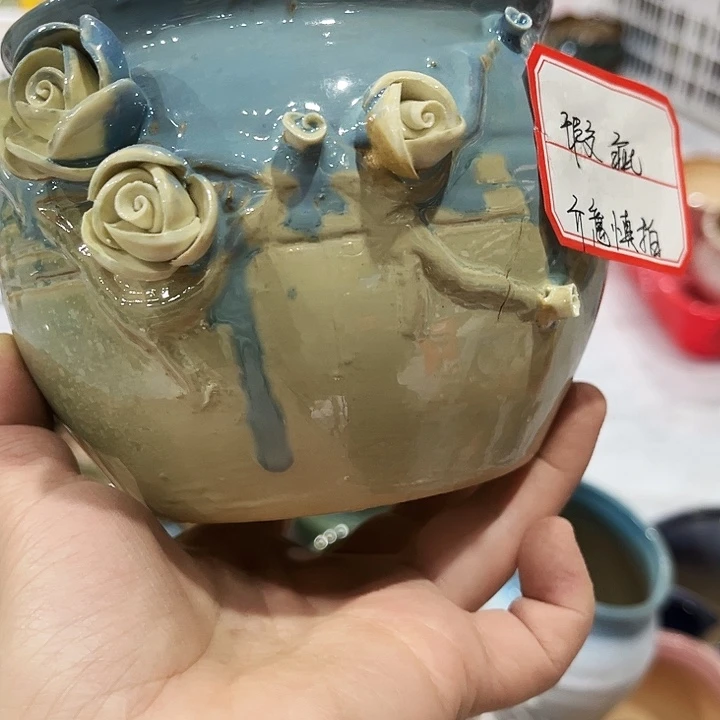 瓷片花盆多肉植物艺术品
