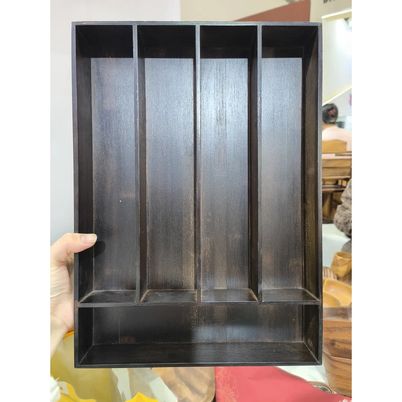 竹制黑色五格收纳盒 36*26*5 （ nz01-1）