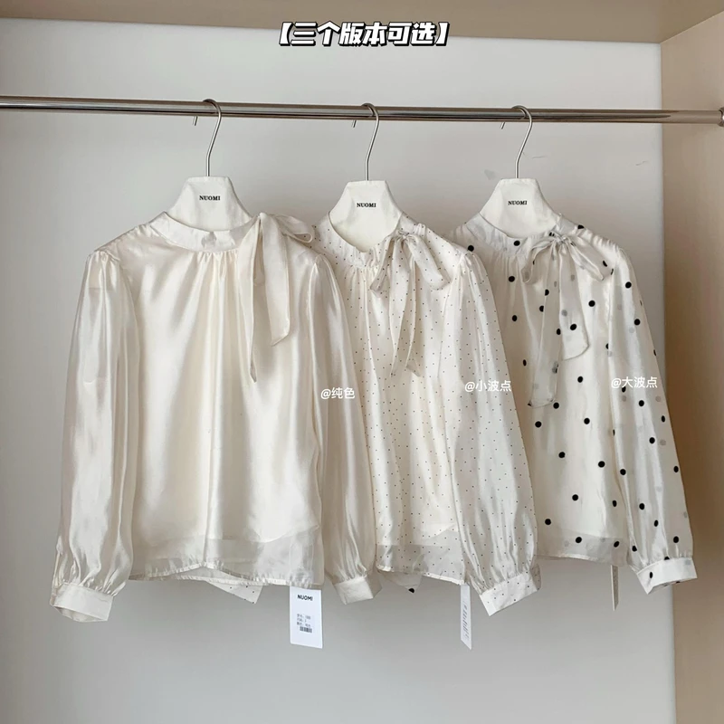 法式温柔风波点衬衫女2025春季新款设计感小众别致职场缎面上衣