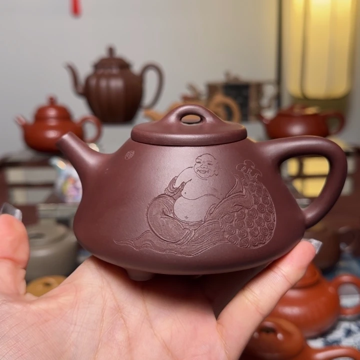 茶壶紫砂全手工老紫泥子冶石瓢 230cc