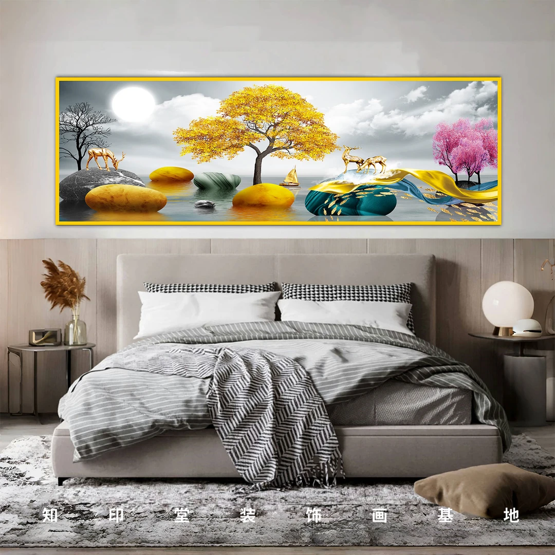 床头画卧室挂画主卧室床头画自粘纸画宾馆酒店客厅房间沙发背景墙