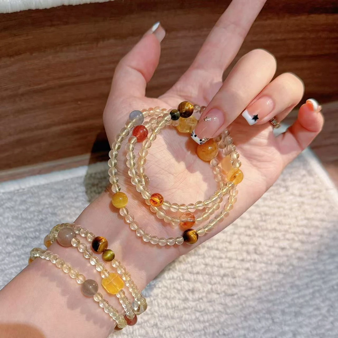 3420【金缠腰】天然黄水晶 虎眼石 月光石 胶花 设计款 多样性发