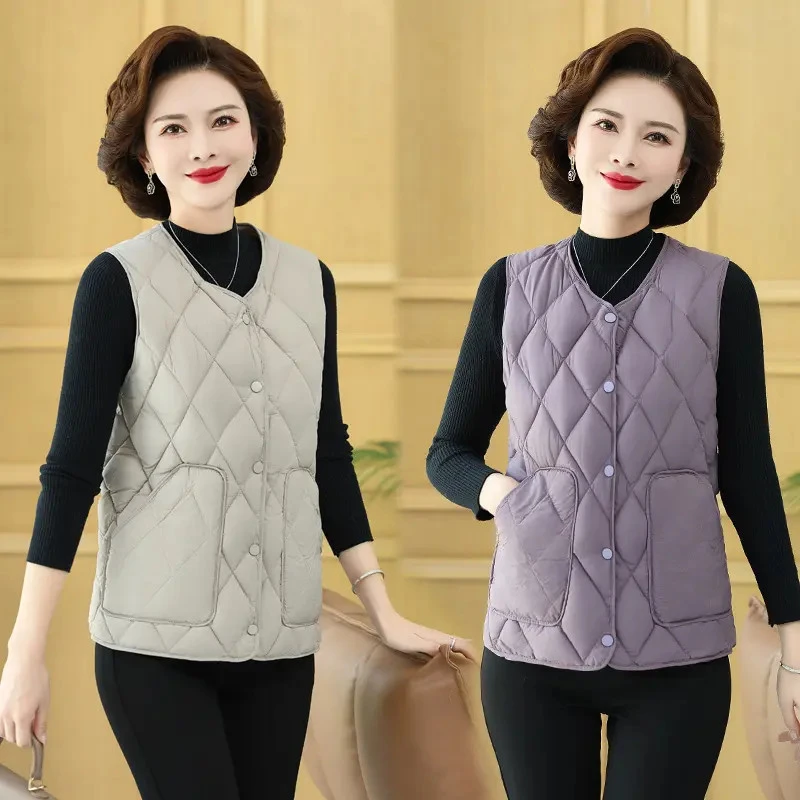 新款中老年妈妈装马甲背心加绒修身轻薄加厚保暖内穿马甲显瘦加绒