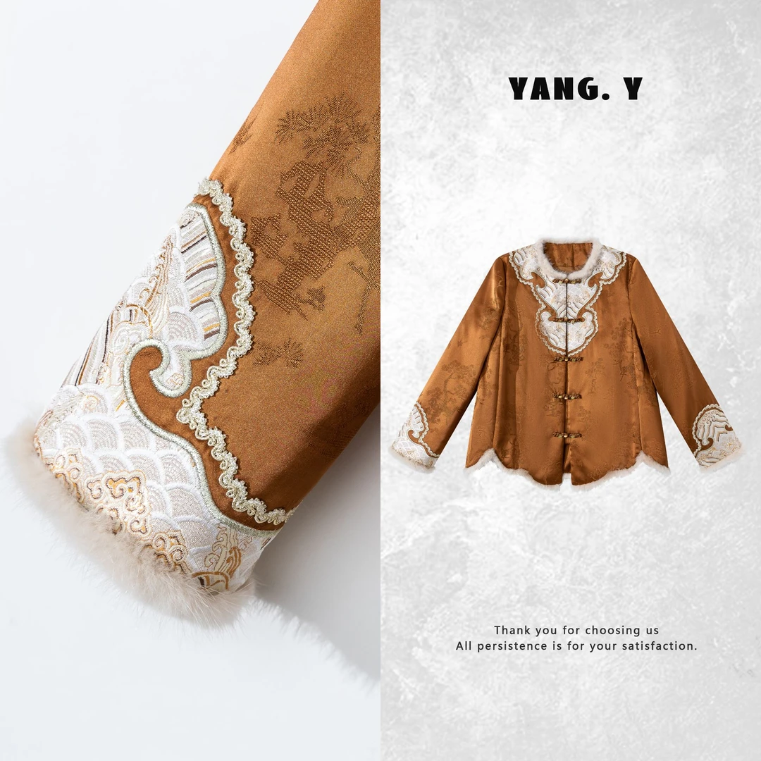 YANG.Y-【桂馥兰香】深圳原创新中式女装桑蚕丝水貂毛夹棉外套91079