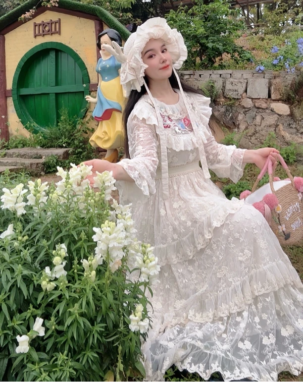 安霓王妃【夏姑娘】设计师原创私服重工刺绣森系蛋糕lolita连衣裙
