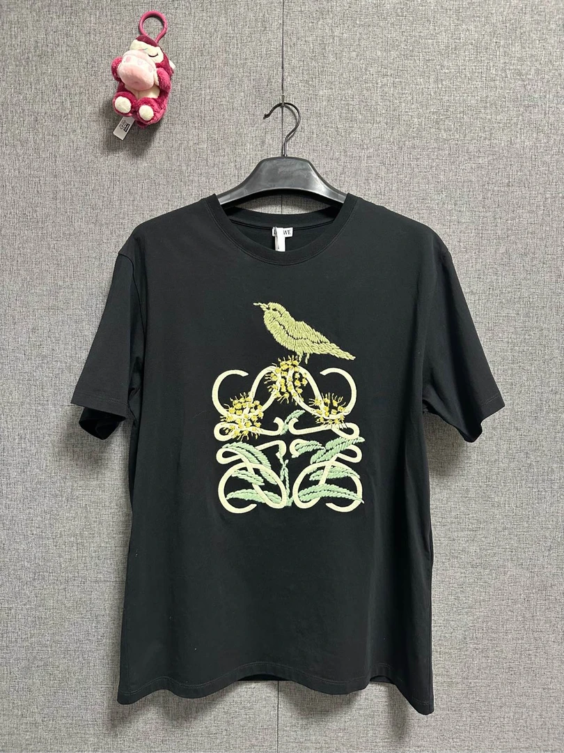 99新 LOEWE/罗意威 m码/植物刺绣 黑色短袖/r903