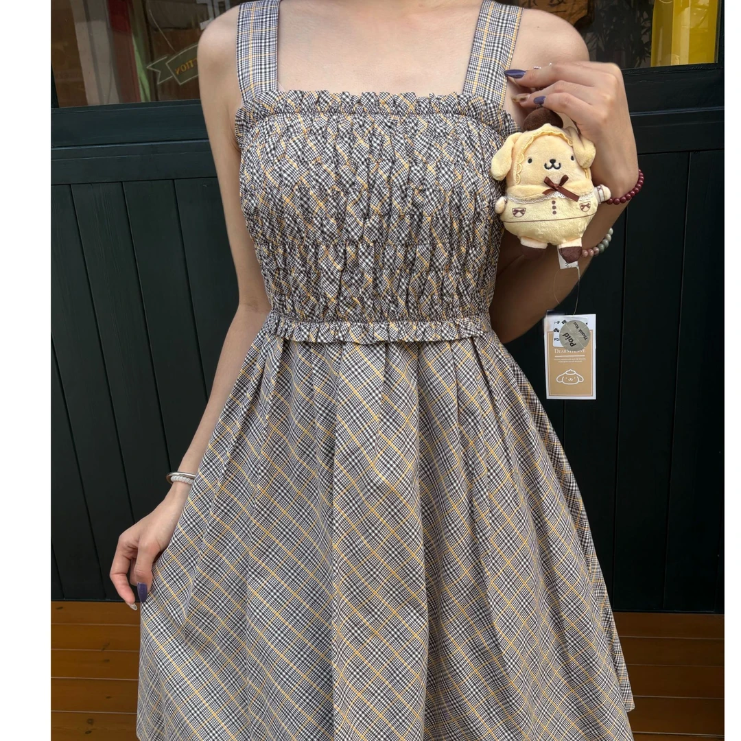 99新 BURBERRY/博柏利 拼色格子连衣裙