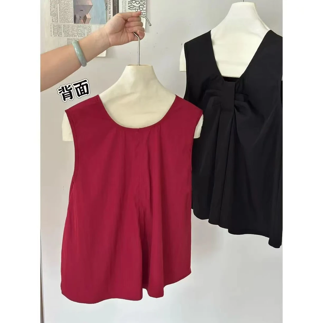 ST-008网红法式纯色气质ins风露背背心通勤无袖吊带显瘦夏季新款