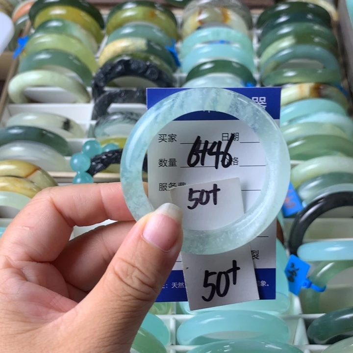 未镶嵌蛇纹石玉手镯6446