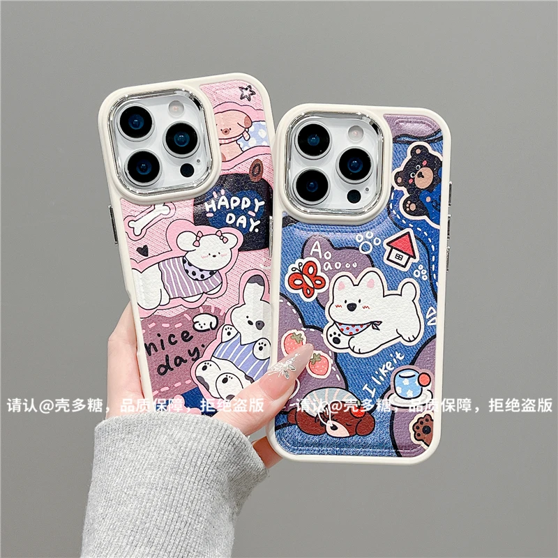 电镀镜框皮纹鼓包适用苹果17/iPhone/华为pura80手机保护壳防摔潮