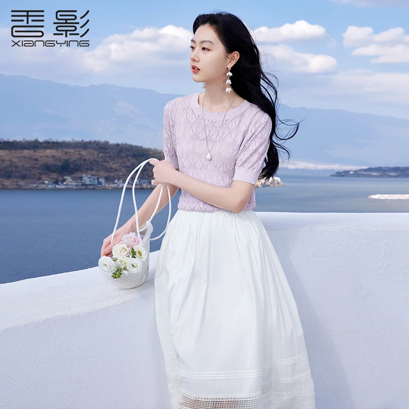 【粉丝专享  】M85S112毛针织衫 香影针织衫女短袖夏装新款气质套