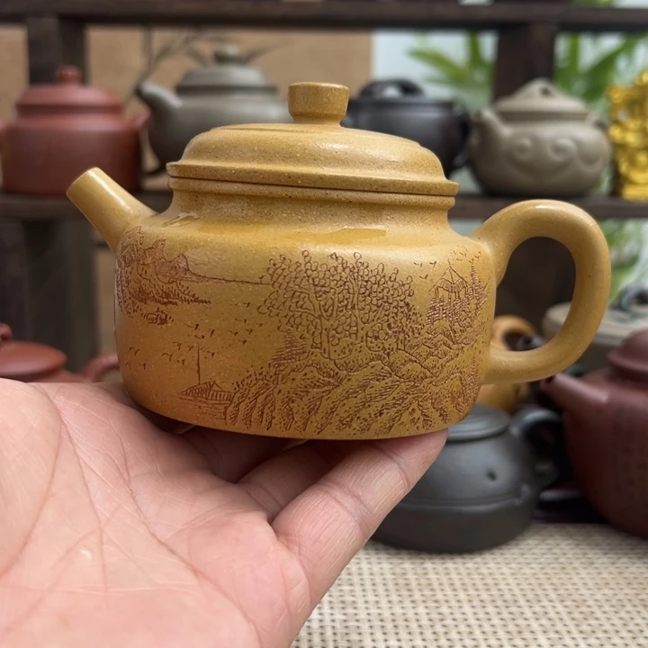 双***杜紫砂茶壶宜兴原矿紫砂半手德钟