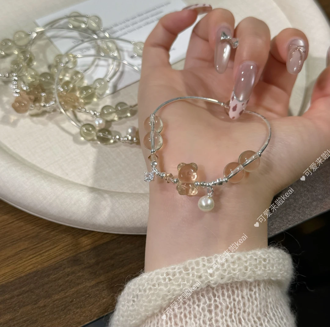 Y62《南法假日》925银柠檬黄水晶小熊手链