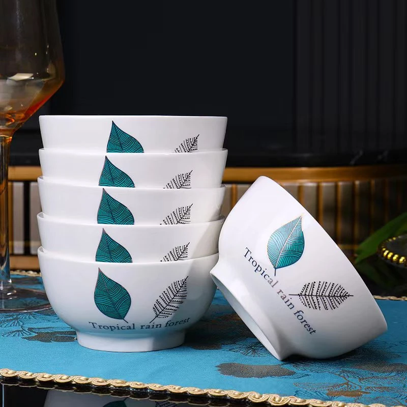 8只装青枝绿叶4.5英寸沙拉碗防烫米饭碗