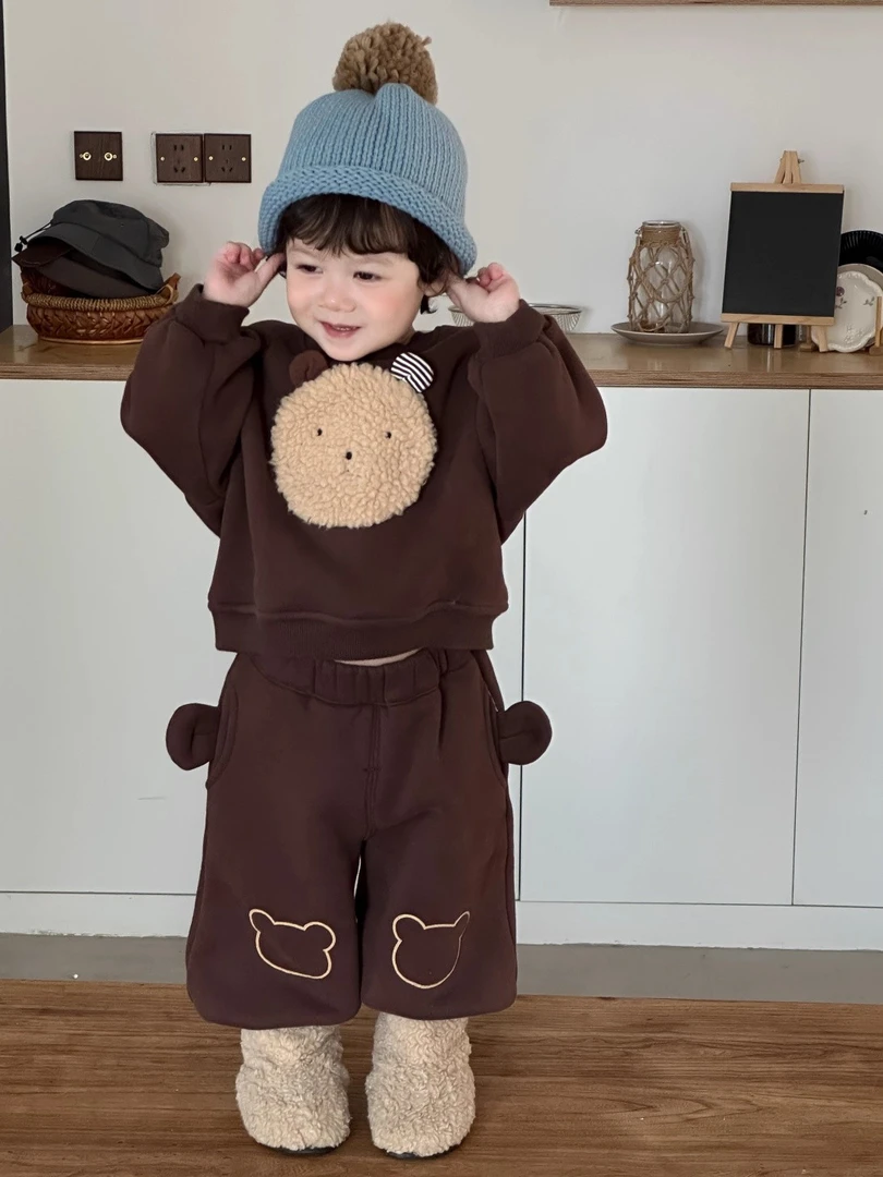 婴儿洋气小套装冬装可爱宝宝超萌衣服韩版时尚婴幼儿加绒卫衣分体