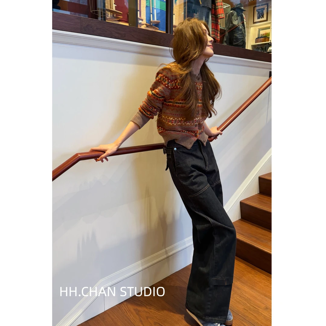 HH.CHAN“神裤”100%棉复古明线解构主义潮流显瘦牛仔裤HH53T39695