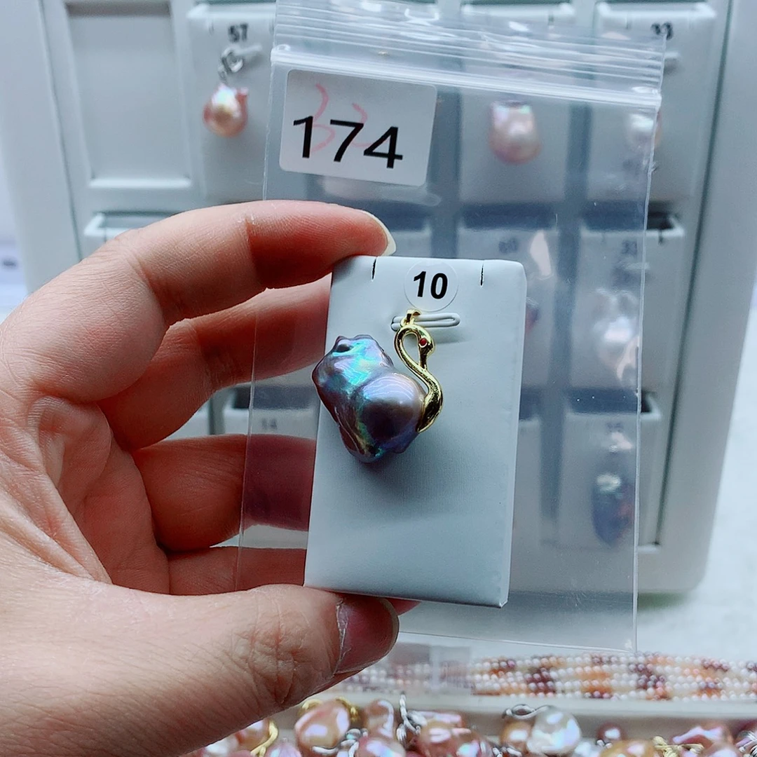 合金吊坠(不含链)淡水珍珠
