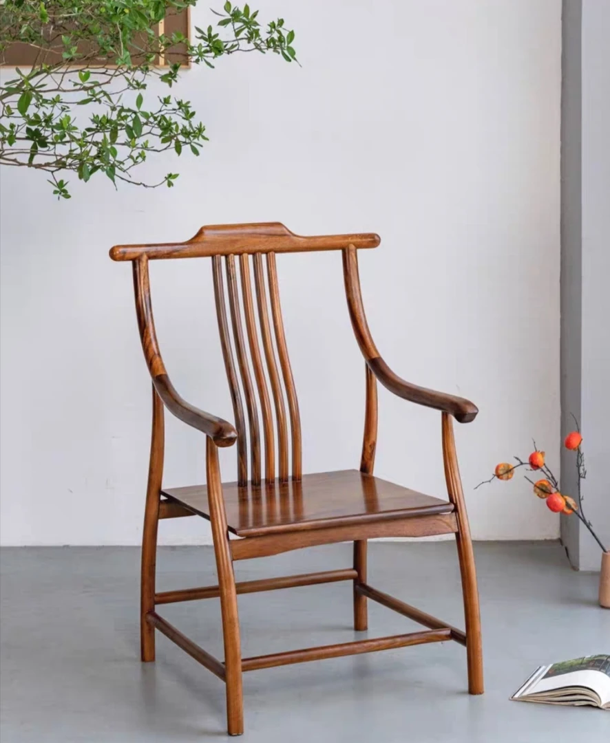 新中式疏影简约书房背椅实木椅圈椅
