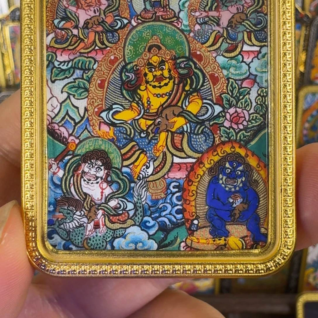 吊坠热贡五路财神唐卡