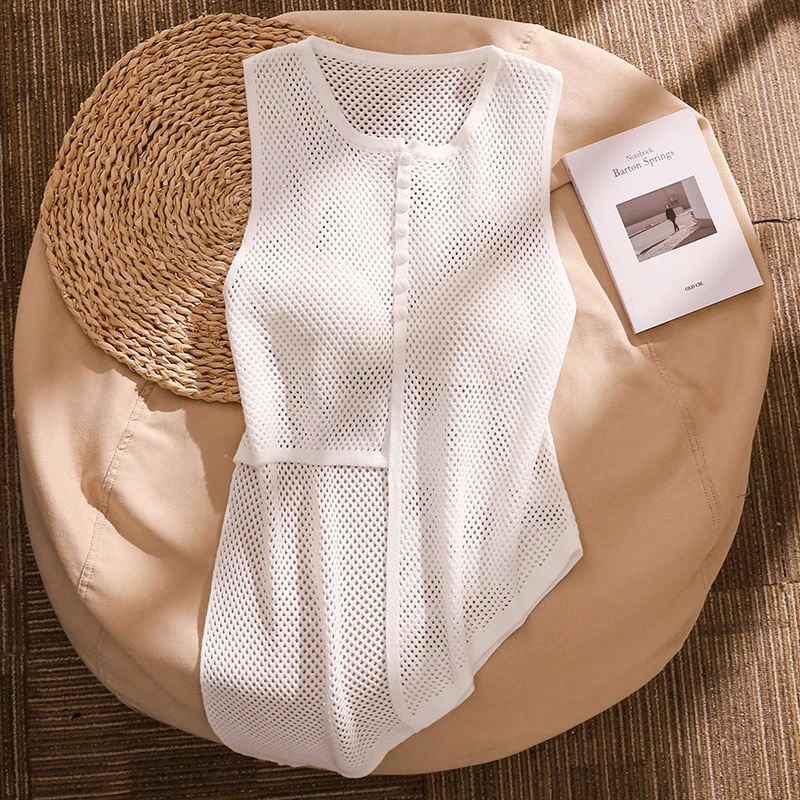 法式不规则马甲女高级感2026春夏新款薄款镂空开衫上衣外穿背心
