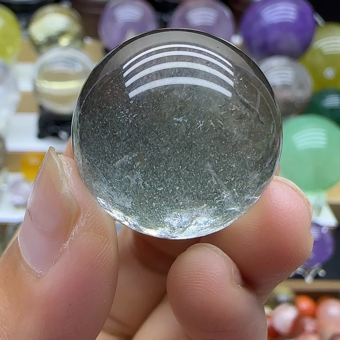 水晶未镶嵌珠宝半成品25.7mm绿幽灵