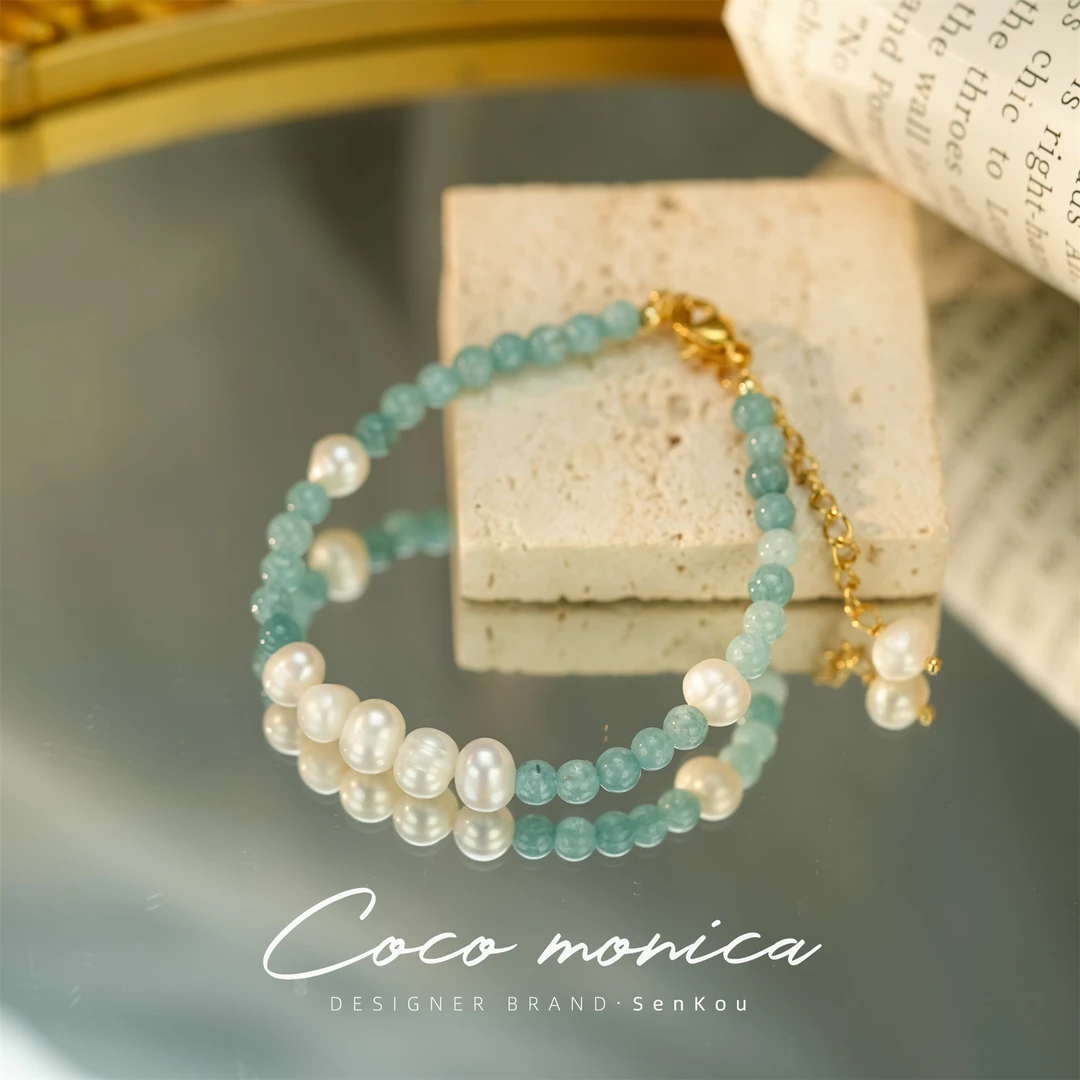 【小霞珠宝】珍珠手串轻奢小众串珠彩色单圈灰月光手工 WE213