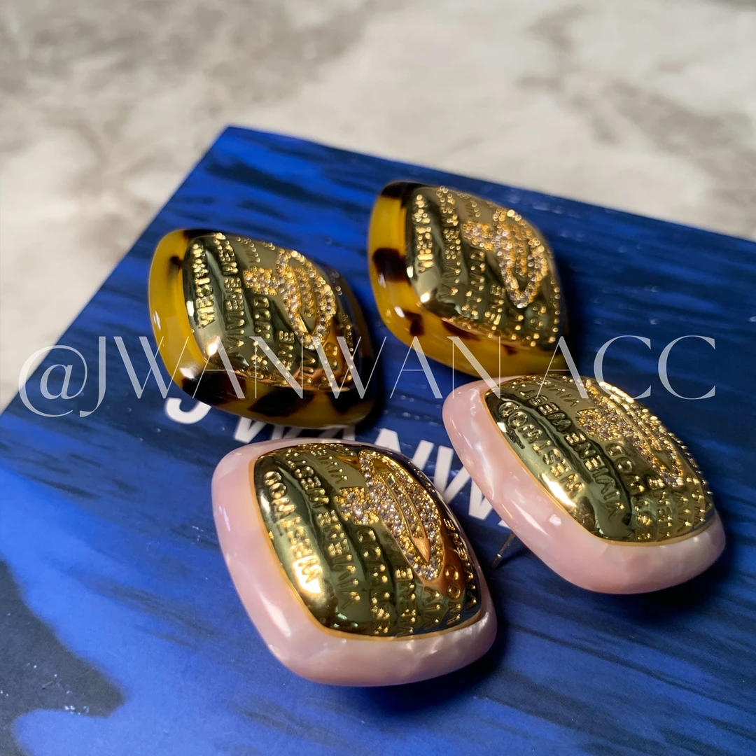 铜合金耳饰 复古奶糖.土星闪钻方形小众耳钉