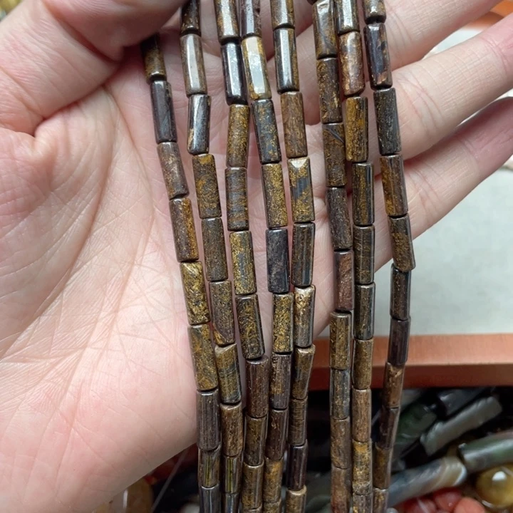 玛瑙/玉髓合金珠宝半成品一条4x13mm古铜辉管珠