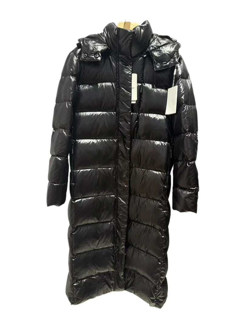 长款拉链厚款时尚加厚过膝羽绒服黑色冬季时尚女款 0021