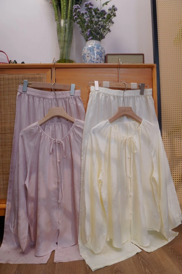 满分桑蚕丝气质高级新中式居家服套装睡衣套装