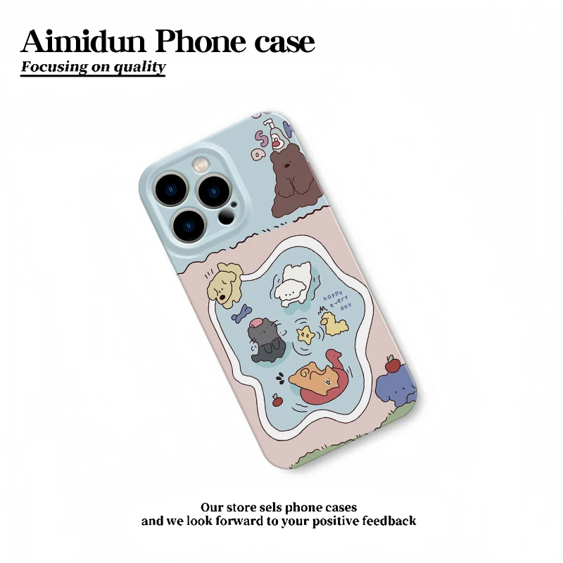 可爱小动物游泳适用苹果16Promax菲林手机壳华为畅享oppo小米vivo