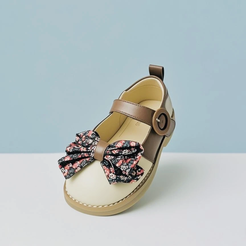 鞋子时尚女宝公主鞋软底国风公主鞋女童皮鞋皮革拼接