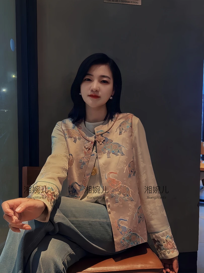 2025春季新款『小象』新中式国风精致显白百搭显瘦立领提花马甲上衣