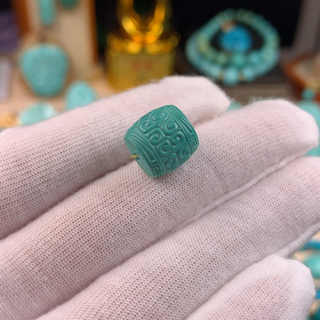 绿松石未镶嵌回纹直切桶珠卡11.2