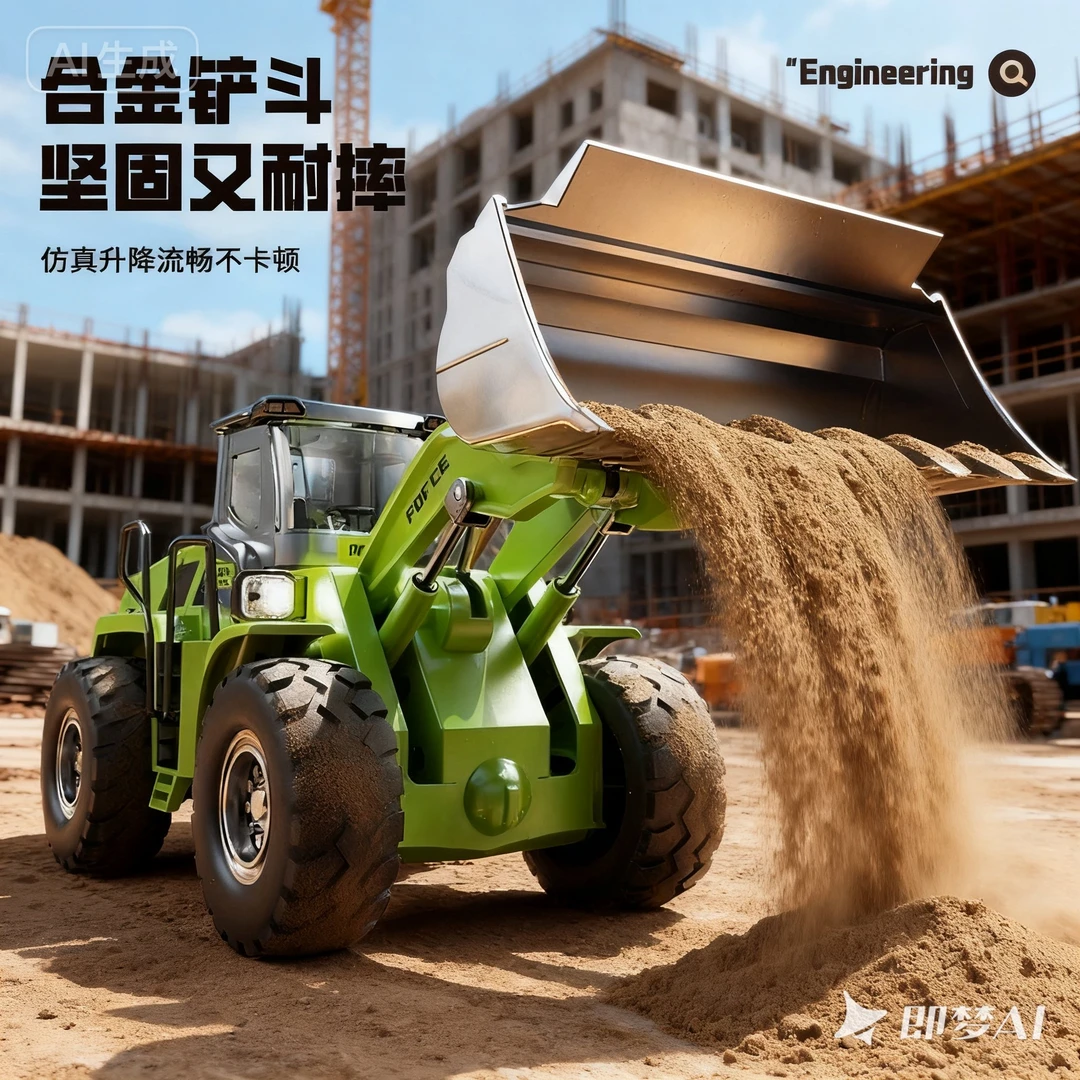 合金电动喷雾铲车天鹰工程车电动铲车礼盒装工程车玩具国潮玩具