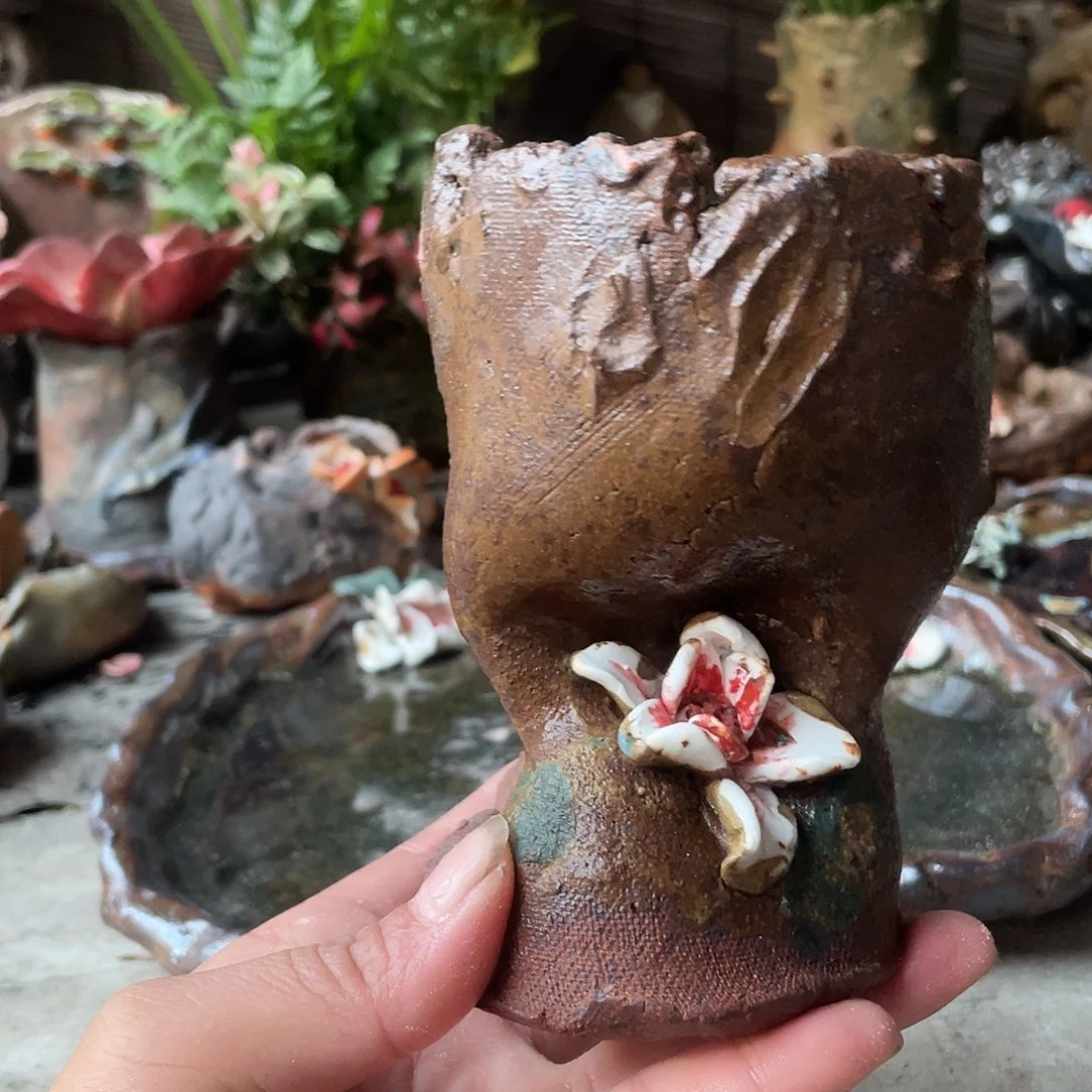 福利手工粗陶高温花盆
