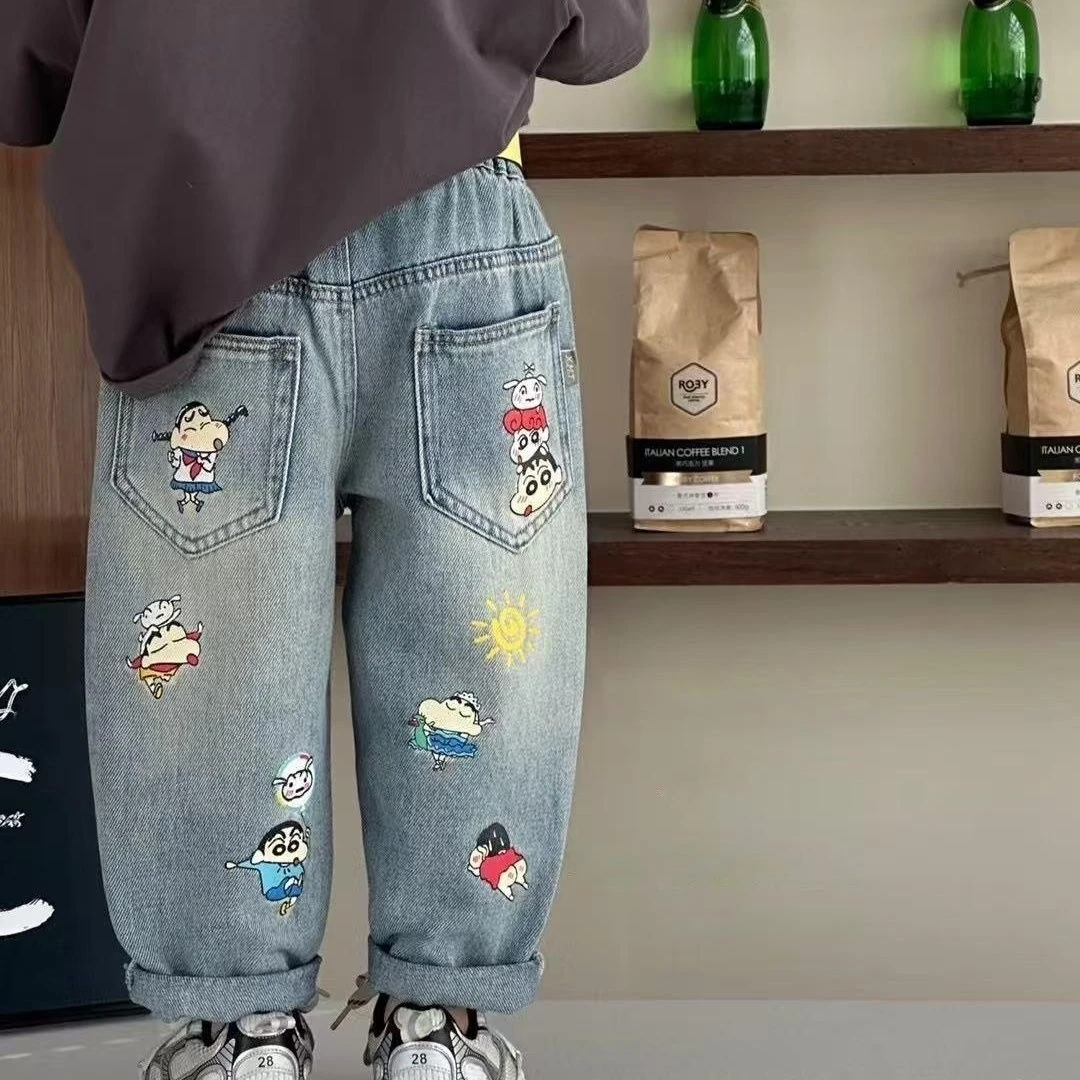 【406】男童裤子2025新款小童牛仔裤春装儿童宽松春秋宝宝长裤