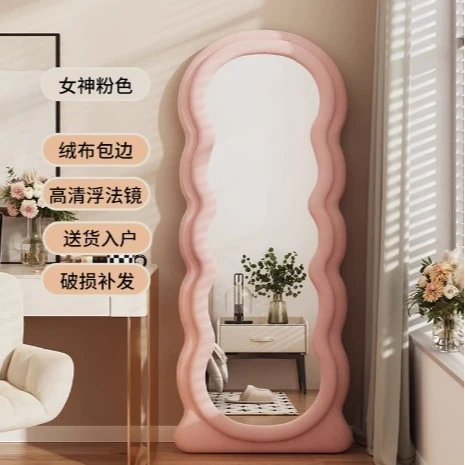法式全身镜可移动家用卧室试衣镜异形穿衣镜拍照高级感网红落地镜